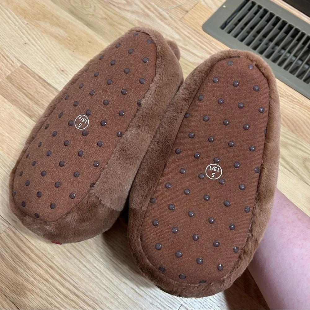 Cat & Jack Gatlin Bear Slippers NWT 13/1 Brown Kids Slip On Plush